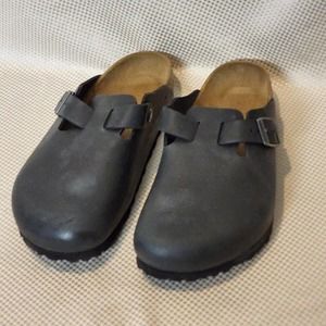 NIB BIRKENSTOCK Boston BS Unisex Clog 0059461, Black Leather, 40 EU (W-9 / M-7)